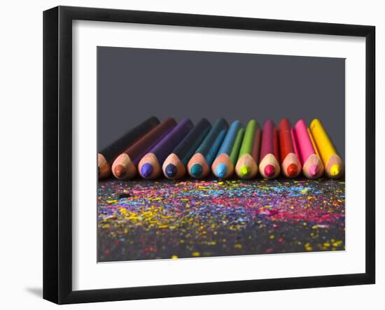 Pencils On Dark Background-vesnacvorovic-Framed Photographic Print