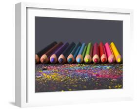 Pencils On Dark Background-vesnacvorovic-Framed Photographic Print
