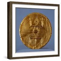 Pendant Breastplate in Gold Leaf, Artifact Originating from Calima-null-Framed Giclee Print