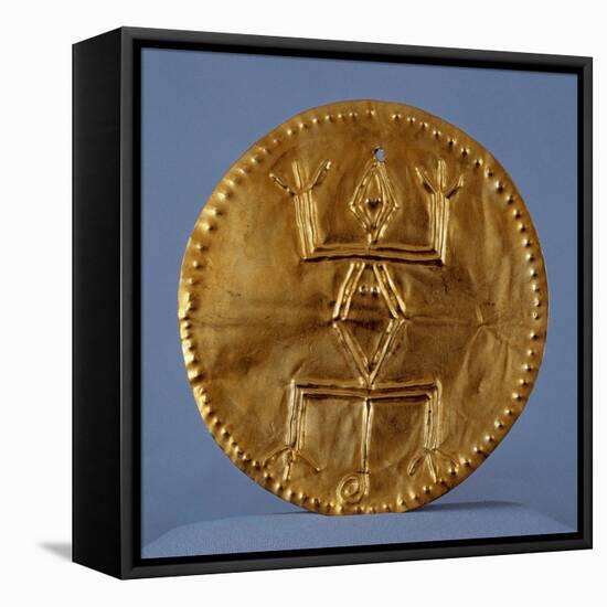 Pendant Breastplate in Gold Leaf, Artifact Originating from Calima-null-Framed Stretched Canvas