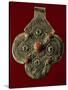 Pendant in Embossed Silver and Coral, Morocco-null-Stretched Canvas