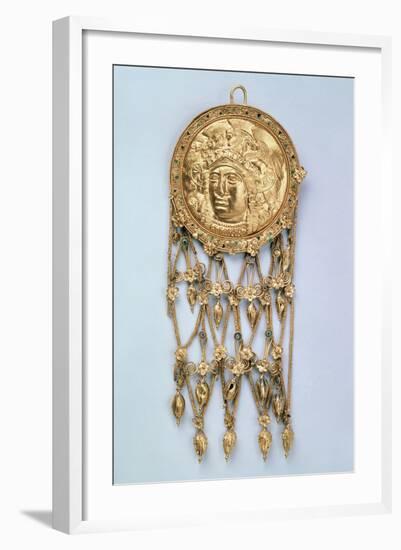 Pendant with Head of Athena Parthenos, Early 4th Century Bc-null-Framed Photographic Print