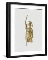 Pendentif (?) , amulette (?) , or. Figure estampée d'Athéna drapée , casquée et tenant une lance-null-Framed Giclee Print