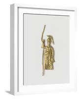 Pendentif (?) , amulette (?) , or. Figure estampée d'Athéna drapée , casquée et tenant une lance-null-Framed Giclee Print