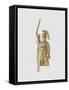 Pendentif (?) , amulette (?) , or. Figure estampée d'Athéna drapée , casquée et tenant une lance-null-Framed Stretched Canvas