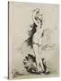 Pendentif : déesse nue montée sur un lion et encadrée de serpents, maîtrisant deux caprins-Jules Elie Delaunay-Stretched Canvas