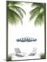 Pending Holidays - Isolated Palm Trees Umbrella and Plank Bed-Palto-Mounted Photographic Print