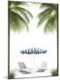 Pending Holidays - Isolated Palm Trees Umbrella and Plank Bed-Palto-Mounted Photographic Print