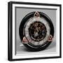 Pendulum Clock in Nephritis, Rock Crystal and Enamel, and Hands of Rosettes on Platinum, Cartier-null-Framed Giclee Print