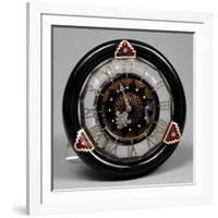 Pendulum Clock in Nephritis, Rock Crystal and Enamel, and Hands of Rosettes on Platinum, Cartier-null-Framed Giclee Print