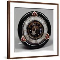 Pendulum Clock in Nephritis, Rock Crystal and Enamel, and Hands of Rosettes on Platinum, Cartier-null-Framed Giclee Print