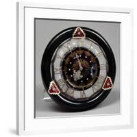 Pendulum Clock in Nephritis, Rock Crystal and Enamel, and Hands of Rosettes on Platinum, Cartier-null-Framed Giclee Print