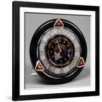 Pendulum Clock in Nephritis, Rock Crystal and Enamel, and Hands of Rosettes on Platinum, Cartier-null-Framed Giclee Print