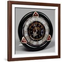 Pendulum Clock in Nephritis, Rock Crystal and Enamel, and Hands of Rosettes on Platinum, Cartier-null-Framed Giclee Print