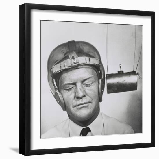 Pendulum Pounding a Plastic Helmet Worn for Testing to Improve Headgear for Football Players-null-Framed Premium Photographic Print