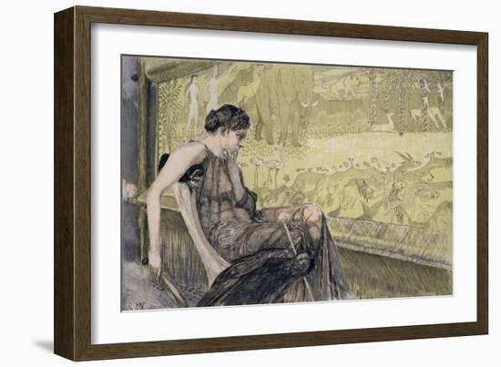 Penelope Weaving a Shroud for Laertes Her Father-In-Law While She Awaits the Return of Her Husband-Max Klinger-Framed Giclee Print