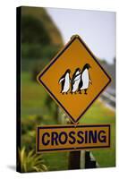 Penguin Crossing Road Sign-null-Stretched Canvas