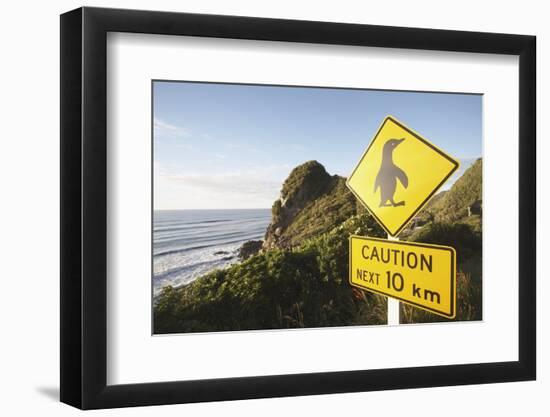 Penguin Crossing Sign-null-Framed Photographic Print