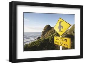 Penguin Crossing Sign-null-Framed Photographic Print