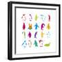 Penguin Fun-Clara Wells-Framed Giclee Print