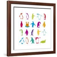 Penguin Fun-Clara Wells-Framed Giclee Print