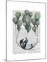 Penguin in Hammock Balloon-Fab Funky-Mounted Art Print