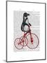 Penguin on Bicycle-Fab Funky-Mounted Art Print