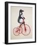 Penguin on Bicycle-Fab Funky-Framed Art Print