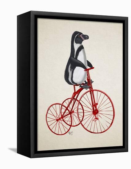 Penguin on Bicycle-Fab Funky-Framed Stretched Canvas