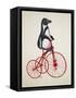 Penguin on Bicycle-Fab Funky-Framed Stretched Canvas