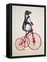 Penguin on Bicycle-Fab Funky-Framed Stretched Canvas