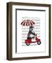 Penguin On Red Moped-Fab Funky-Framed Art Print