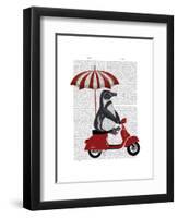 Penguin On Red Moped-Fab Funky-Framed Art Print