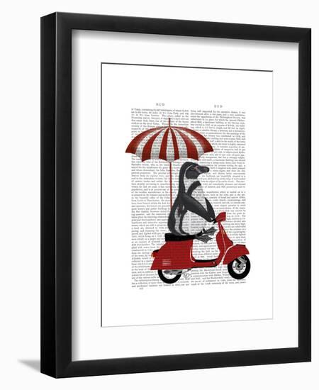 Penguin On Red Moped-Fab Funky-Framed Art Print