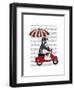 Penguin On Red Moped-Fab Funky-Framed Art Print