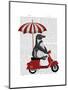 Penguin On Red Moped-Fab Funky-Mounted Art Print