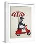 Penguin On Red Moped-Fab Funky-Framed Art Print