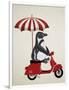 Penguin On Red Moped-Fab Funky-Framed Art Print