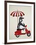 Penguin On Red Moped-Fab Funky-Framed Art Print