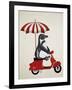 Penguin On Red Moped-Fab Funky-Framed Art Print