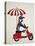 Penguin On Red Moped-Fab Funky-Stretched Canvas