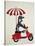 Penguin On Red Moped-Fab Funky-Stretched Canvas