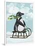 Penguin On Sled-Fab Funky-Framed Art Print