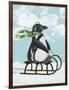 Penguin On Sled-Fab Funky-Framed Art Print