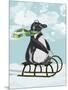 Penguin On Sled-Fab Funky-Mounted Art Print