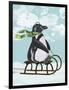 Penguin On Sled-Fab Funky-Framed Art Print