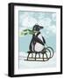 Penguin On Sled-Fab Funky-Framed Art Print