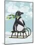 Penguin On Sled-Fab Funky-Mounted Art Print