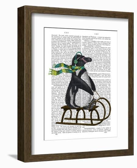 Penguin On Sled-Fab Funky-Framed Art Print