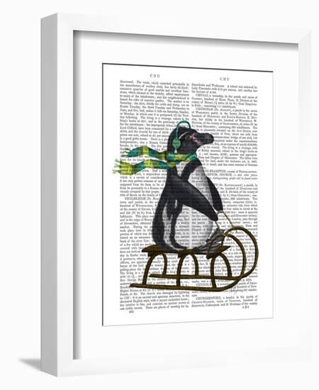 Penguin On Sled-Fab Funky-Framed Art Print